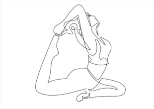 女性瑜伽姿势线条图