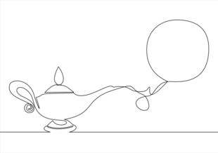 简约风格神灯线条插画
