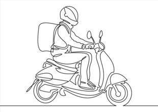 骑电动车者的动态线描图
