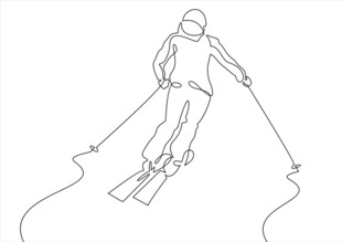单人滑雪动态线条描绘