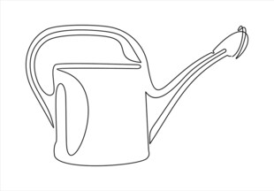 简约线条浇水壶插画