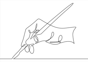 手执笔的简洁线条画