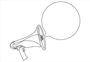 手绘扩音器与空白气泡