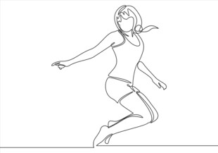 跳跃的女性线条画