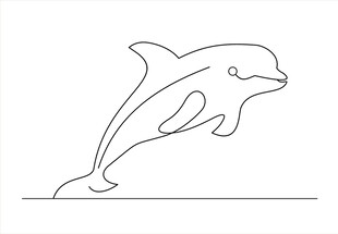 跳跃的海豚线条画