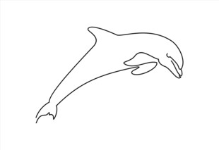 跳跃的海豚线条插画