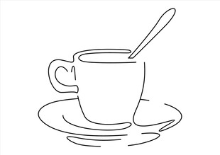 简约线条勾勒的咖啡杯