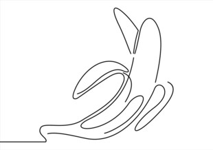 线条勾勒的剥开香蕉图