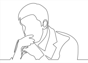沉思男子线条插画