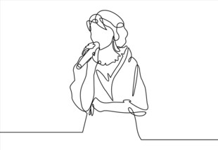 线条勾勒的优雅女性形象