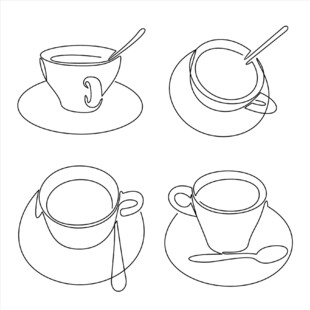 简约线条咖啡杯插画
