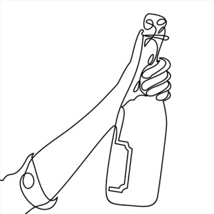 手举酒瓶线条画