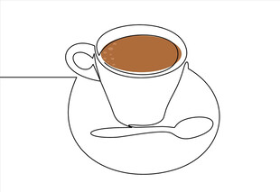 简约风咖啡杯与勺子插画
