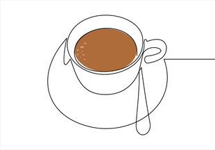 简约线条勾勒的咖啡杯
