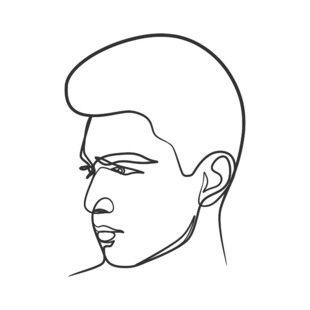 男性侧面头像线条简笔画