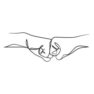 手拉手的简约线条插画
