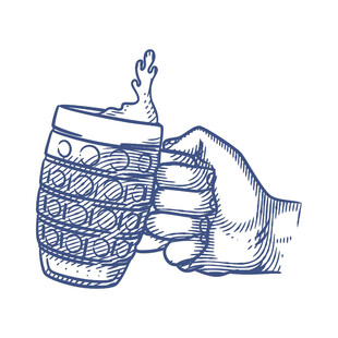 手握啤酒杯畅饮好时光