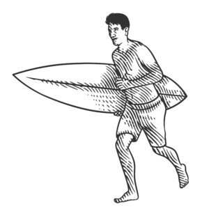 男子携冲浪板前行