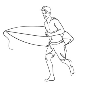 男子携冲浪板奔跑画面