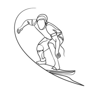 单人动感冲浪线条插画
