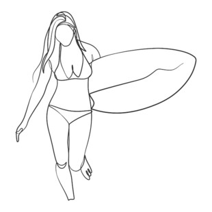持冲浪板的比基尼女性