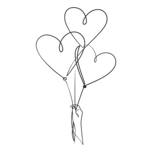 心形气球线条插画