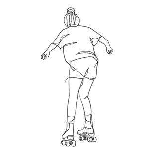 女子轮滑姿态线条图