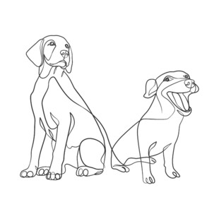 两只狗狗的简笔画形象