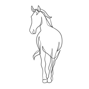 线条勾勒的独行骏马