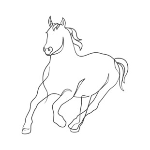 奔跑的骏马线条插画