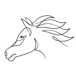 线条勾勒的飘逸马头