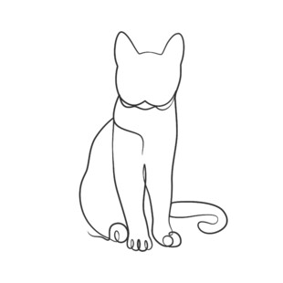 简约线条坐姿猫咪插画