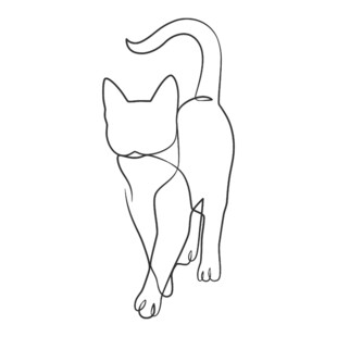 行走的猫咪线条简笔画