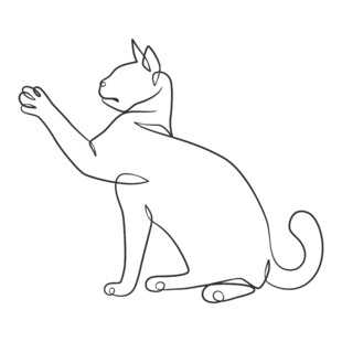 坐姿猫咪线条插画