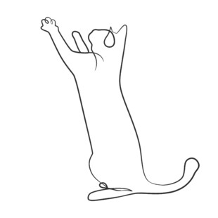 站立伸爪的猫咪线条图