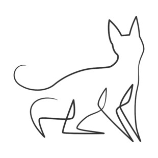 单线条勾勒的猫咪形象