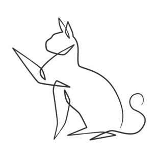 单线条勾勒的坐姿猫咪