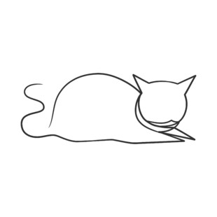 线条勾勒的躺卧猫咪