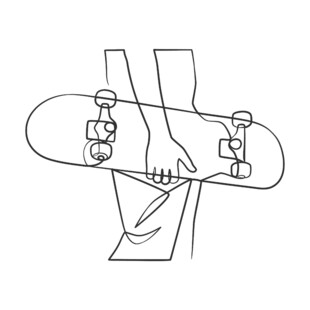 手托滑板线条插画