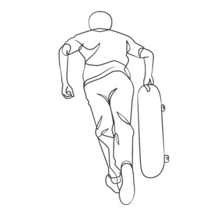 男子骑车携滑板动态图