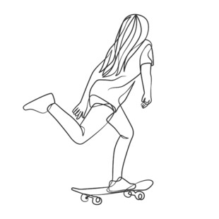 女孩滑板运动瞬间