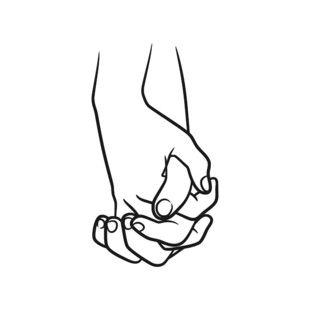 手牵手的温馨线条插画