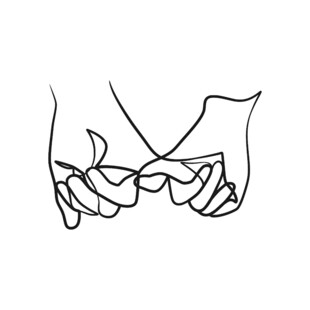手牵手的浪漫线条插画