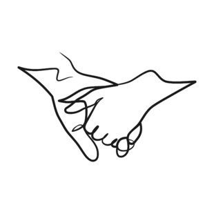 手牵手的简约线条图案