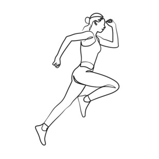 女性跑步动态线条插画