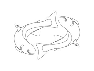 双鱼缠绕线条图案
