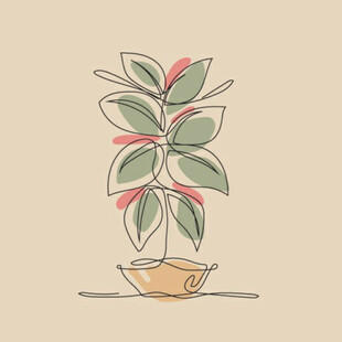 简约风盆栽插画