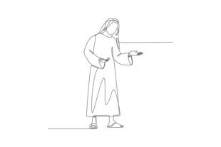 长袍人物手势动作线稿