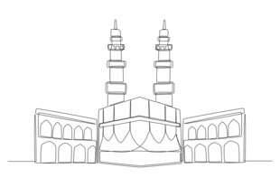 伊斯兰风格清真寺建筑线条图