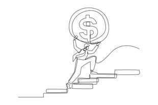 攀登者扛美元符号向上迈进